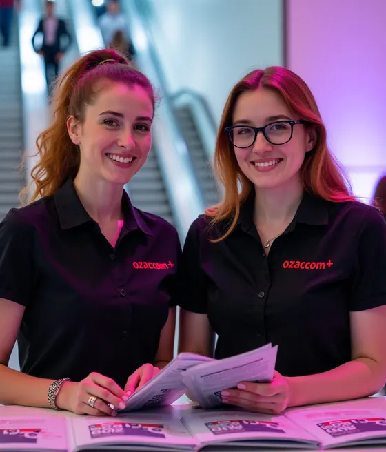 Event professional assisting attendees