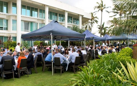 Attendees enjoying a lunch break